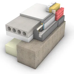 Technische tekening van het Isotras kozijnelement voor balkenfundering