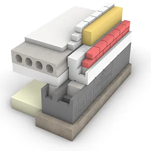 Technische tekening van het Isotras opvulelement voor strokenfundering met vrijdragende vloer