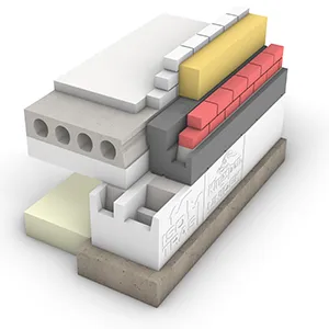 Technische tekening van het Isotras randelement voor strokenfundering
